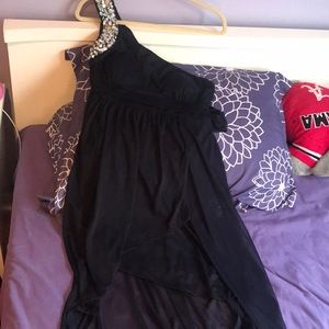 One strap prom dress high low